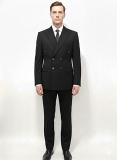 کت و شلوار دبل برست یقه بلیزر مشکی آقای خاص